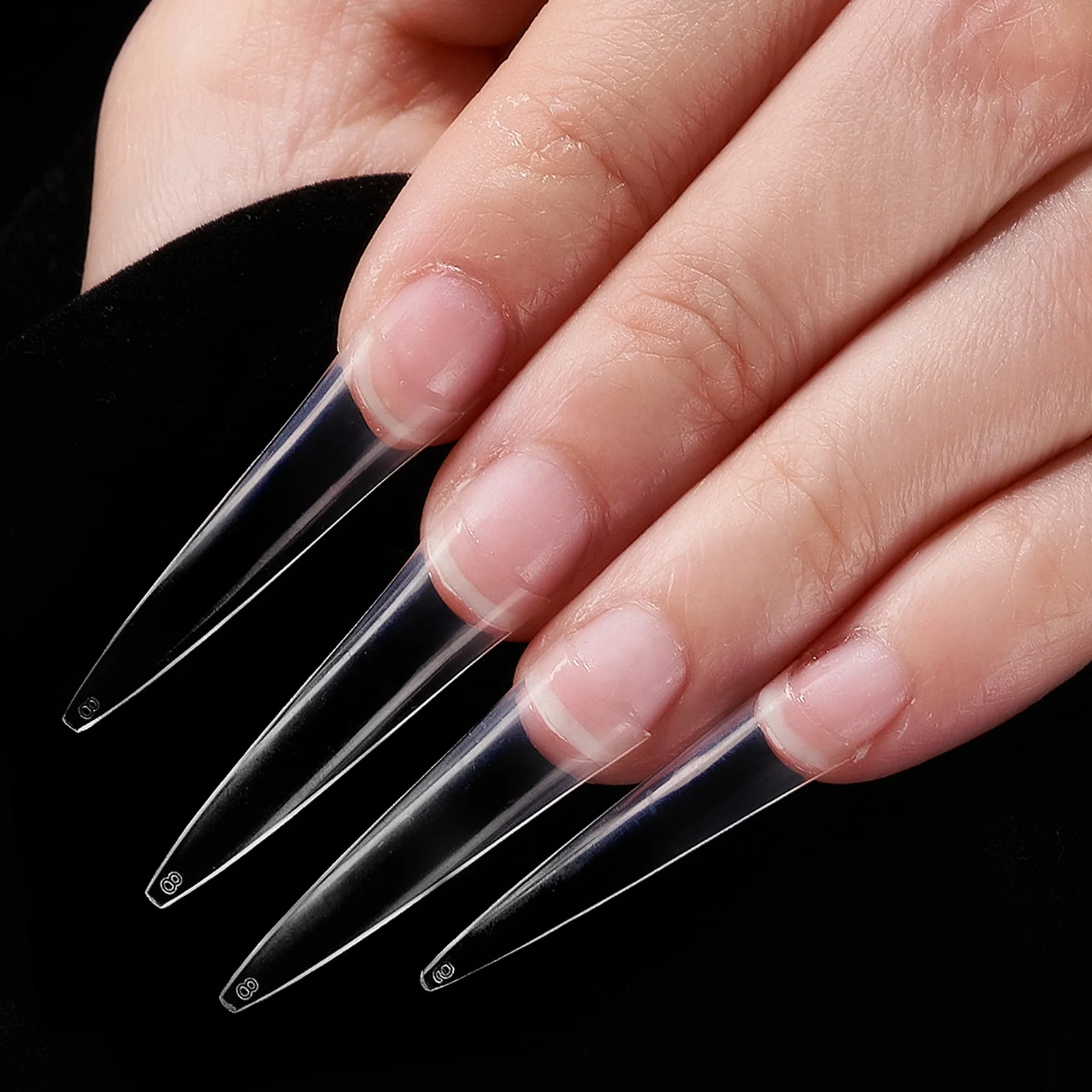 

Amazon Best Seller 500Pcs ABS C Curve XXL Clear False Nails Half Cover Fingernails 2XL Artificial Nails Stiletto Fake Nails Tips