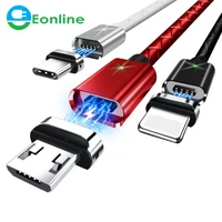 

3 in 1 2.4A USB Type C Cable Phone Data Cables Fast Charging Phone Microusb usb c Micro USB Magnetic Magnet Quick