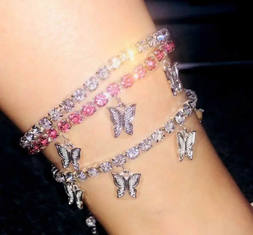 

Gold Anklet Rhinestone Crystal Female Jewelry Boho Beach Anklets Women Sandals Foot Bracelets Butterfly Ankle Bracelet