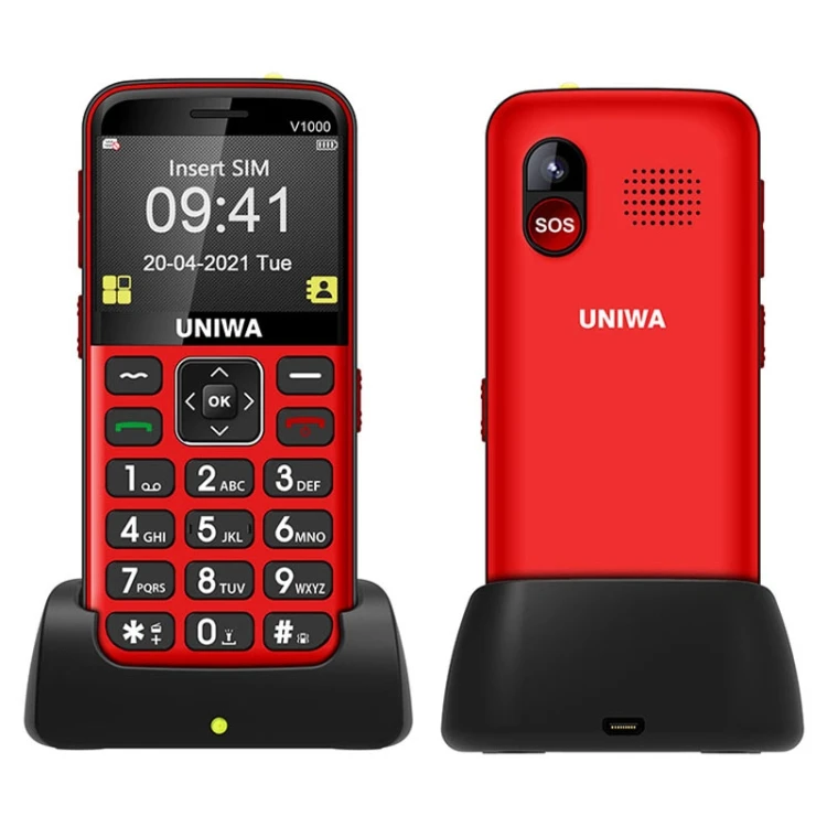 

Newest UNIWA V1000 2.31 inch TFT Screen Feature Phones 4G Volte Keypad Senior Mobile Phone With Charging Base