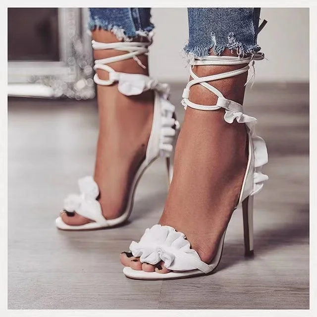 

2021 Summer latest design fancy high heel sandal lace up rope sandals for women and ladies big size women dress shoes, 1 colors as picture