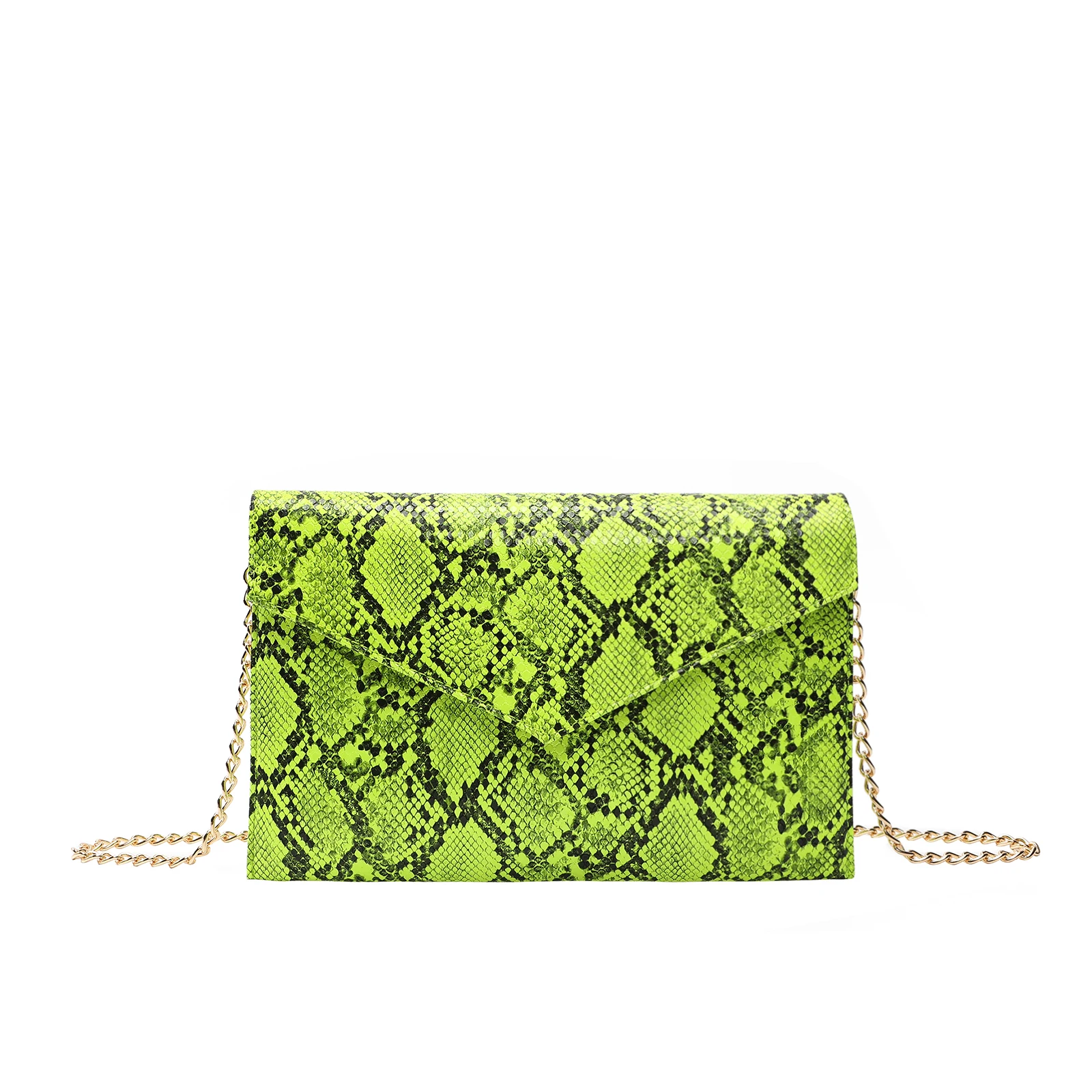 

Ins street fashion envelope slim handbag fashion woman bag hand bags 2021 crossbody bag chain women, Colorful print, lime green