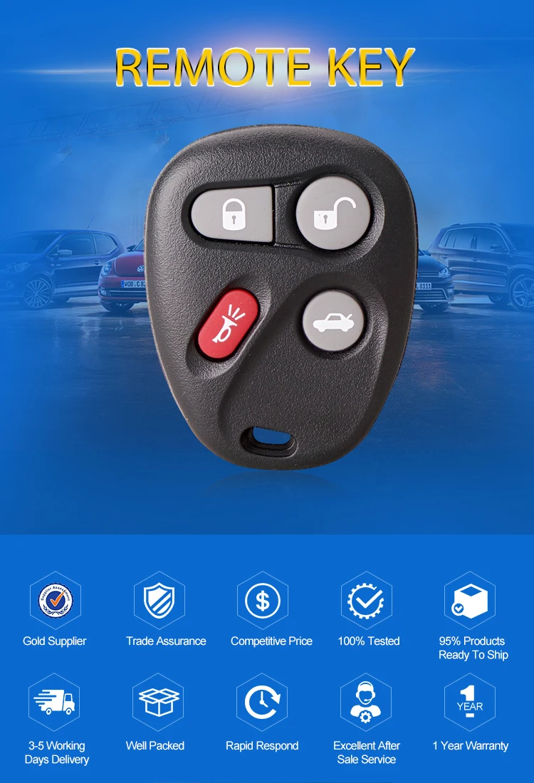 4 Buttons 315mhz Koblear1xt Fob Remote Car Key For Chevrolet Corvette