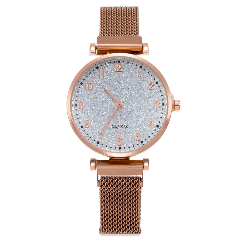 

2021 New starry pink diamond face digital ladies watch watch star with a simple fashion Milan belt watch, 7 colors