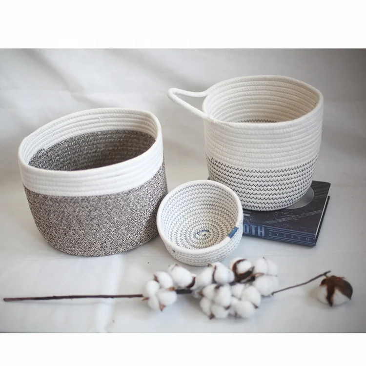 Wholesale Natural Cotton Rope Basket Splicing Manual Storage Woven
