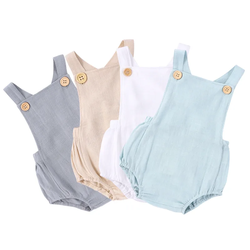 

Summer suspenders romper new products cotton linen sling triangle baby rompers