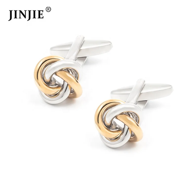 

Classic fashion promotional metal brass knot cuff links set for men shirts, As pics