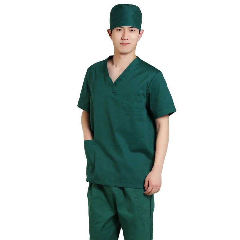 

Unisex dark green scrub nursing doctor uniform suit nurse, Customized color