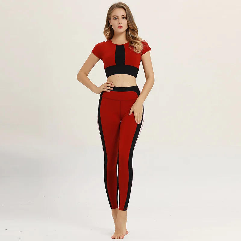 

Custom Contrast Crop Top Leggings Yoga Wear Fitness Apparel Sets