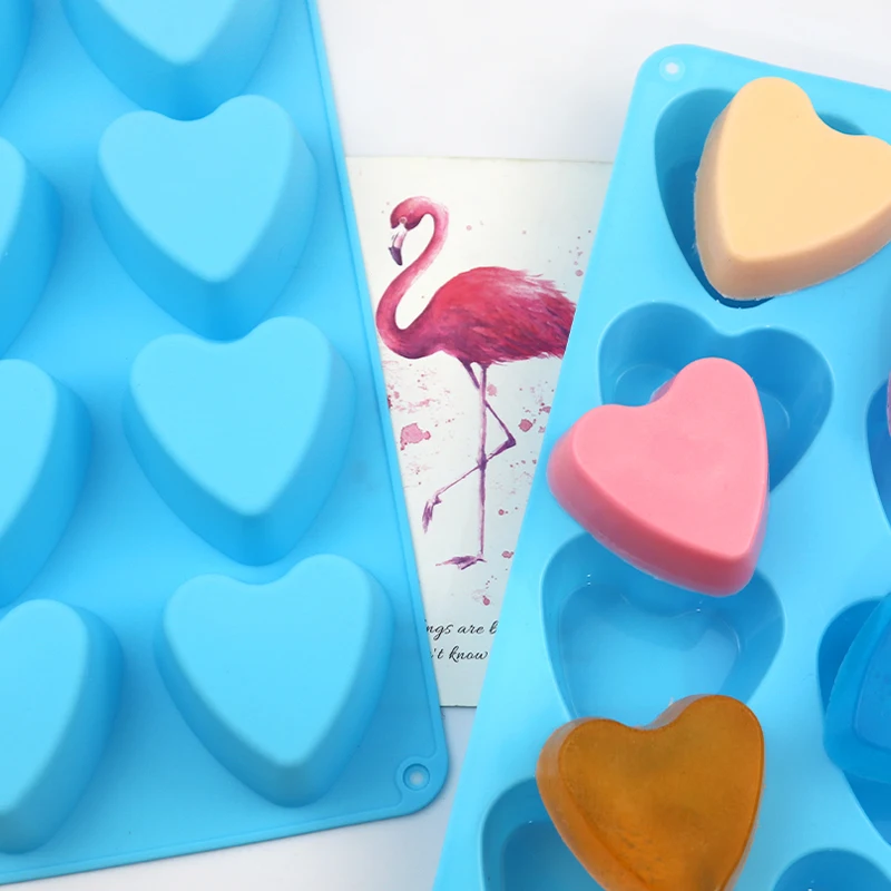 

229 factory free sample 8 Holes Heart Shape silicone cake mold, soap mold silicone, silicone candle molds love mold