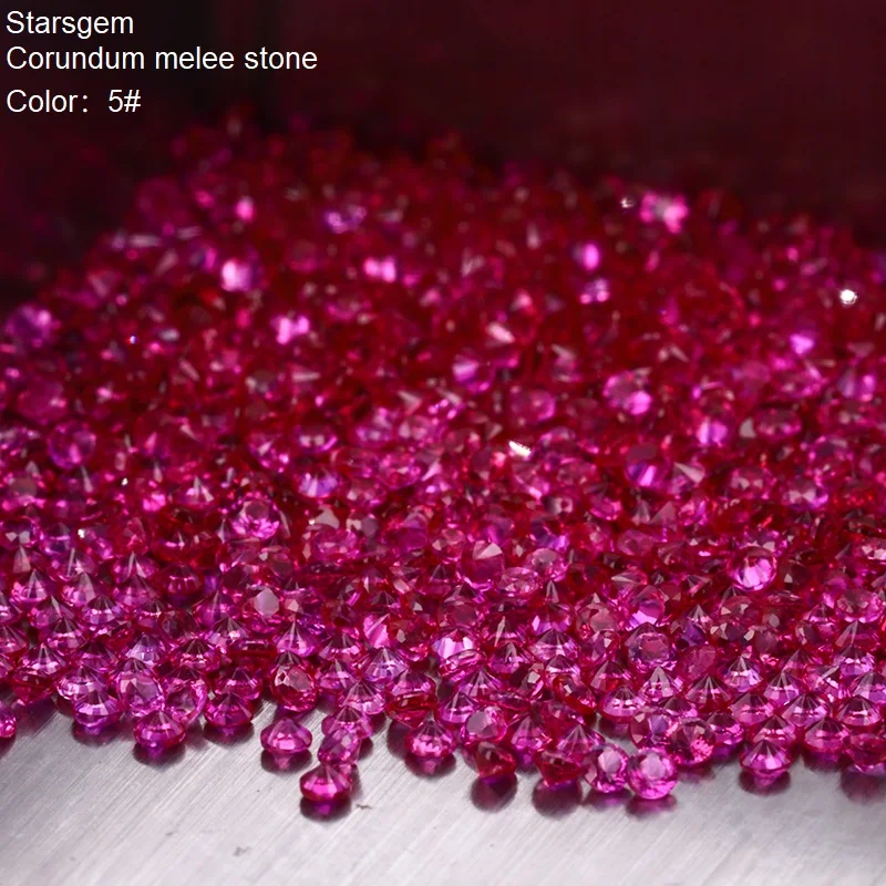 

Starsgem package wholesale price 5# red all sizes loose gemstone round brilliant lab created corundum synthetic ruby stone