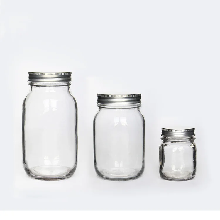 

Vanjoin 4 oz 8oz 16 oz 32 oz glass mason jar with metal lid/ wide mouth mason jam jar, Clear