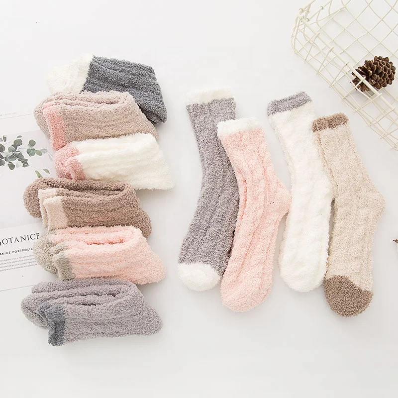 

Eco-friendly anti-slip warm stock fuzzy winter floor women socks, 6designs