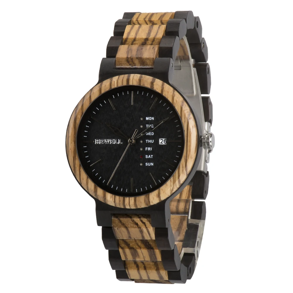 

Fast delivery natural mixed wood ebony zebra wooden watches in stock