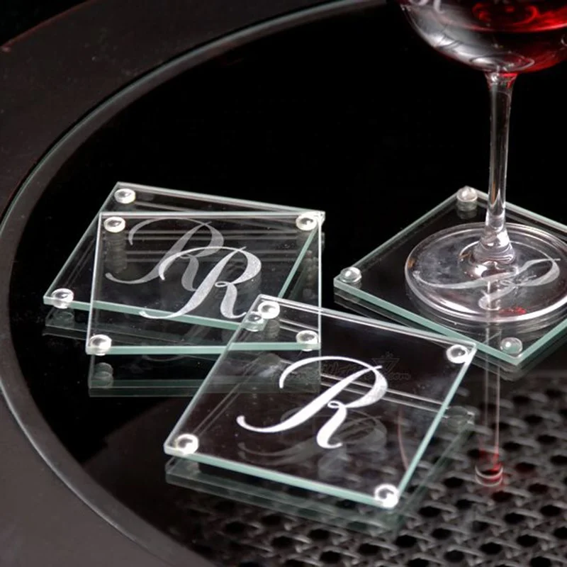 

Custom Wholesale Sublimation Glass Coasters Wedding Favors Clear Blank Glass Coaster, Customized colors acceptable