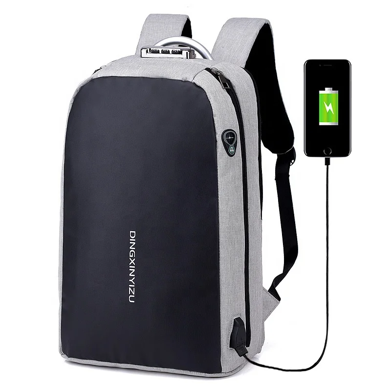 

Factory direct new men's USB backpack student computer bag password lock business travel large capacity waterproof backpack