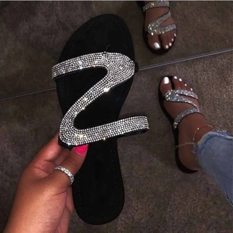 

Summer Women Slippers Shoes Rhinestone Diamond Fashion Women Outdoor Beach Slippers And Slides, 4colors