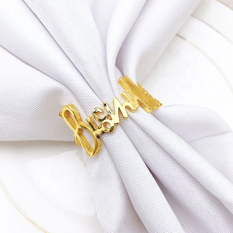 

New Letter Bismillah Metal Gold Silver Napkin Ring for Wedding Banquet Prayer Family Gathering HWM139