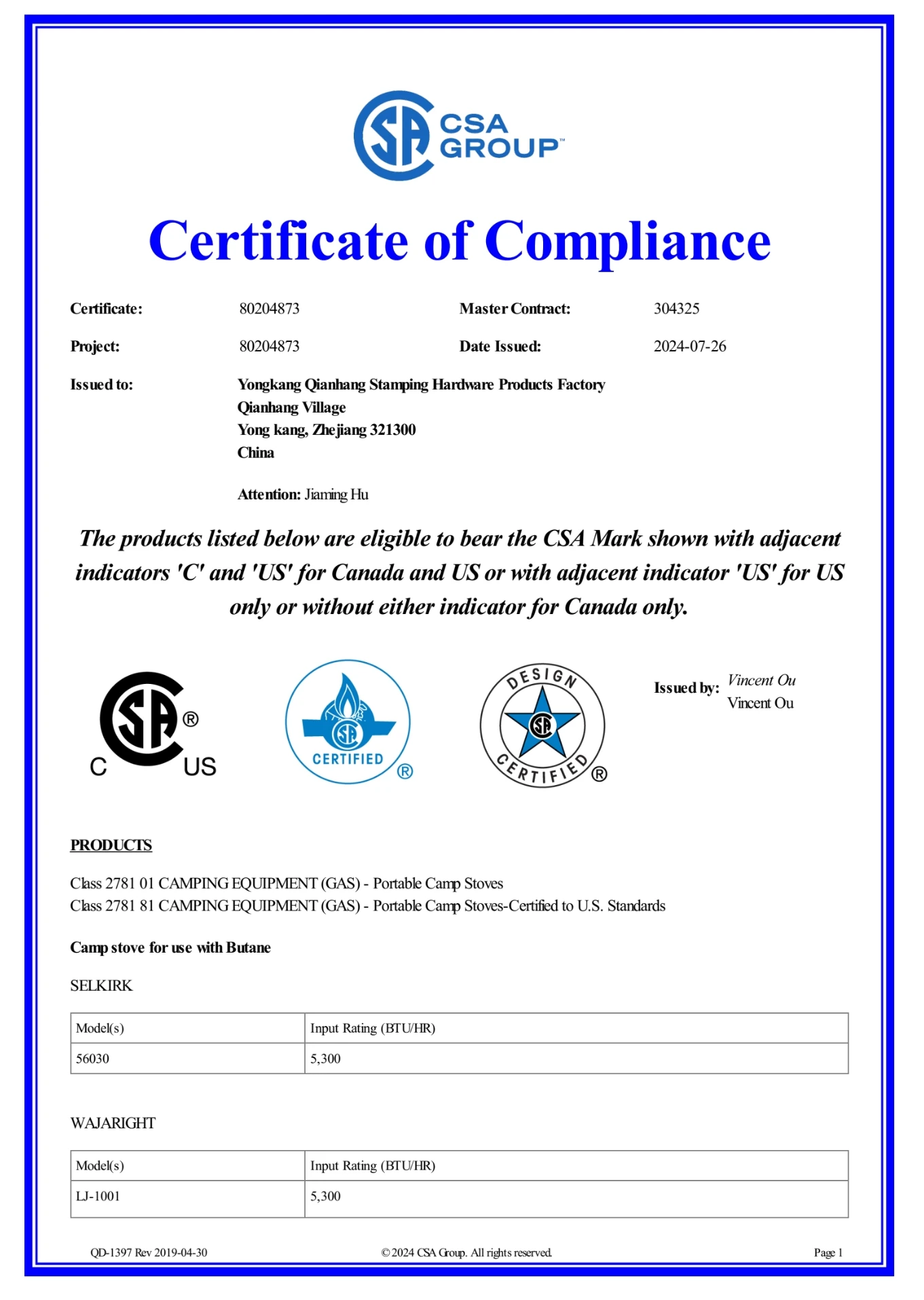 CSA Certification
