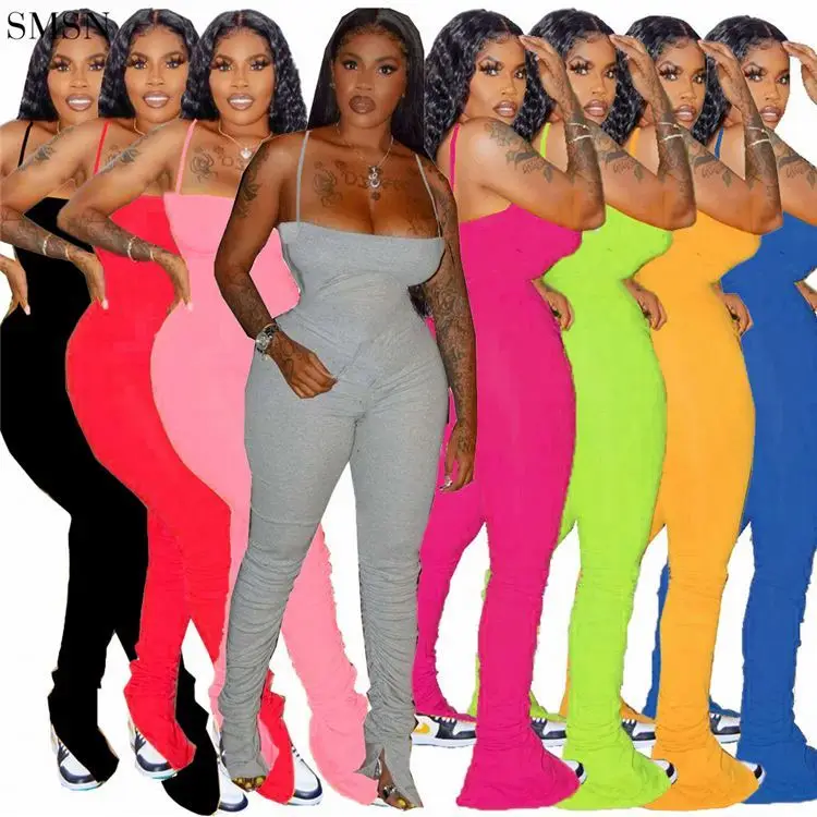

TINA Hot Selling Solid Color Sleeveless Sexy Sling Jumpsuit Streetwear Jumpsuits