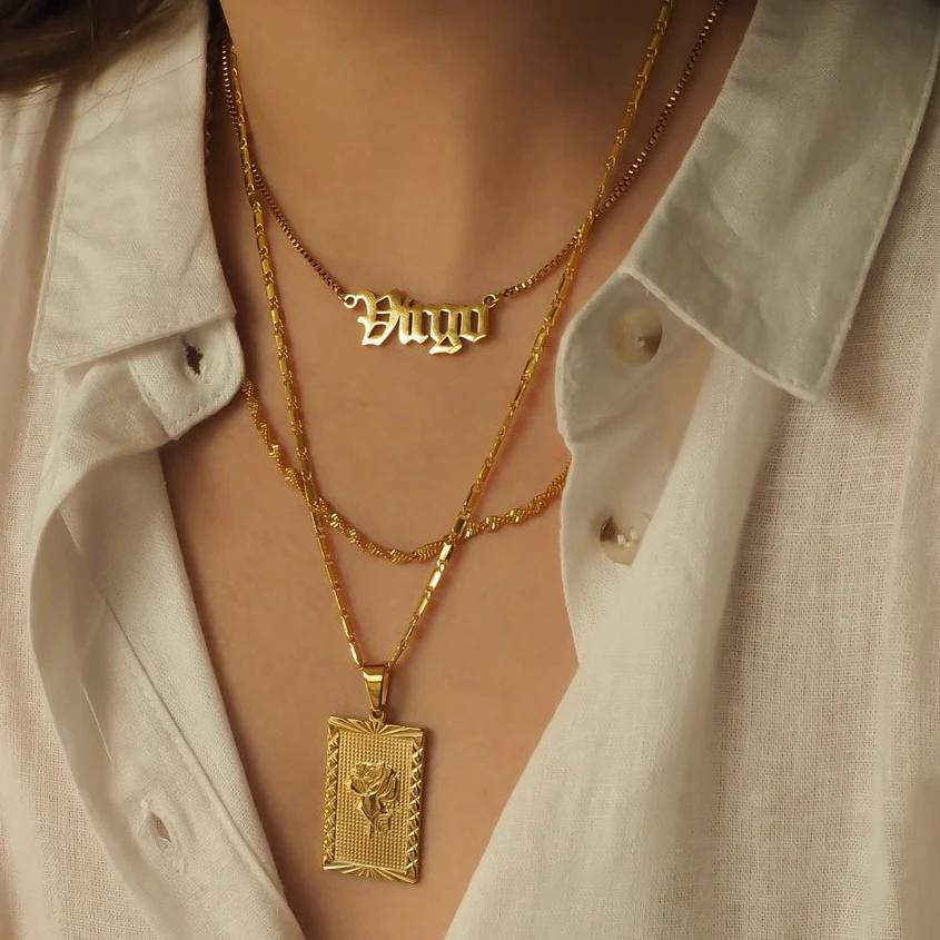 

Fashion Jewelry In Bulk 18k Gold Rose Stainless Steel Necklace