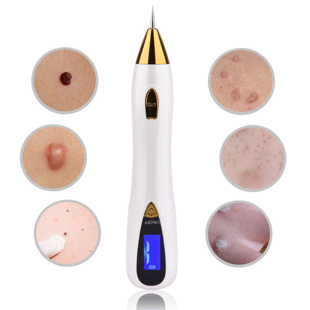 

Skin Care Laser Mole Tattoo Freckle Removal Pen LCD Sweep Spot Mole Removing Wart Corns Dark Spot Remover Salon Beauty Machine, Gold, gray, rose