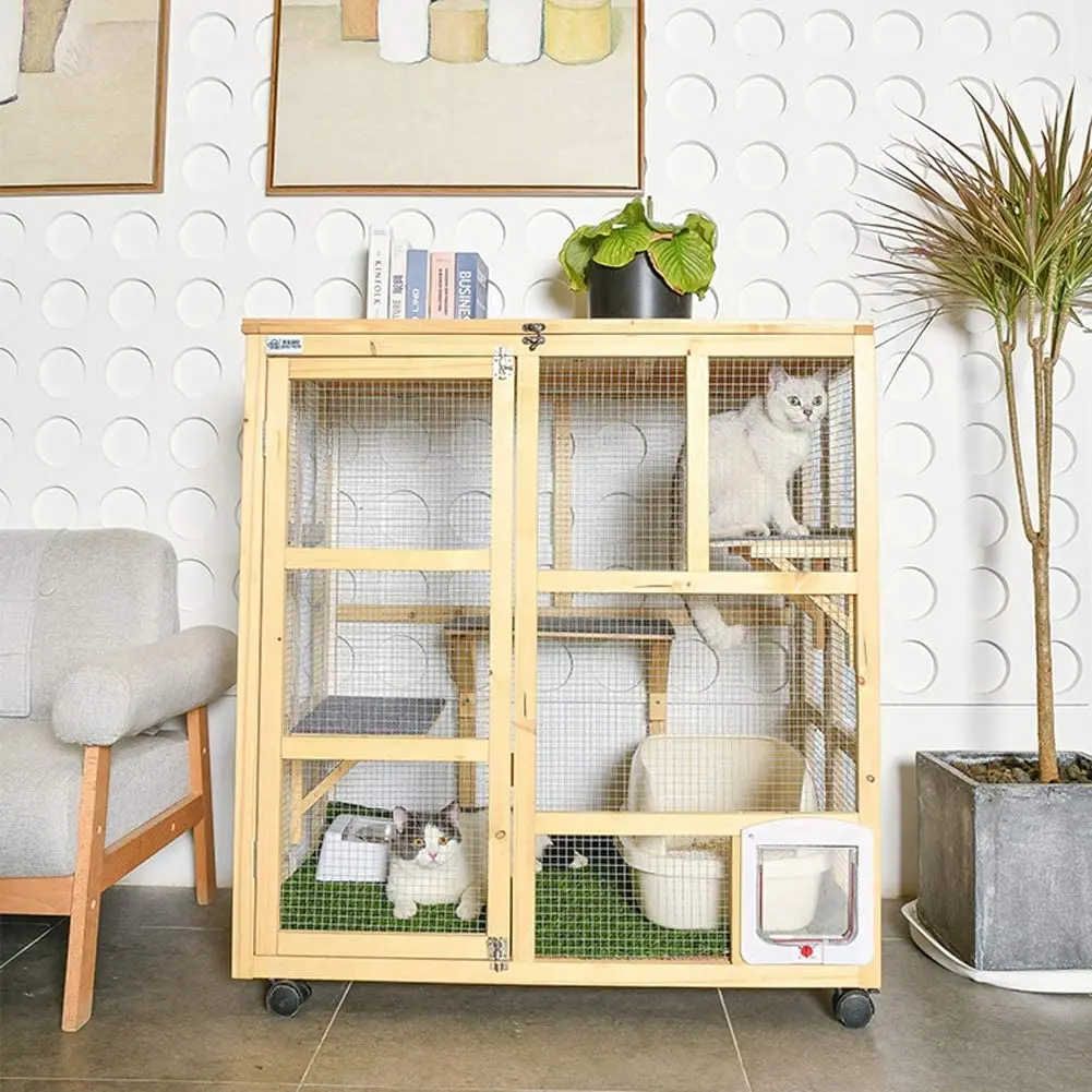 Customized Weatherproof Outdoor Cheap Large Wooden Pet Cat Condo Cages