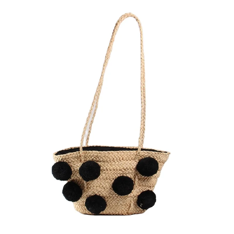 

handmade summer beach women handbag natura strawbag weave bohemian pom pom high quality straw bag straw cluth tote bag crossbody, Customerized