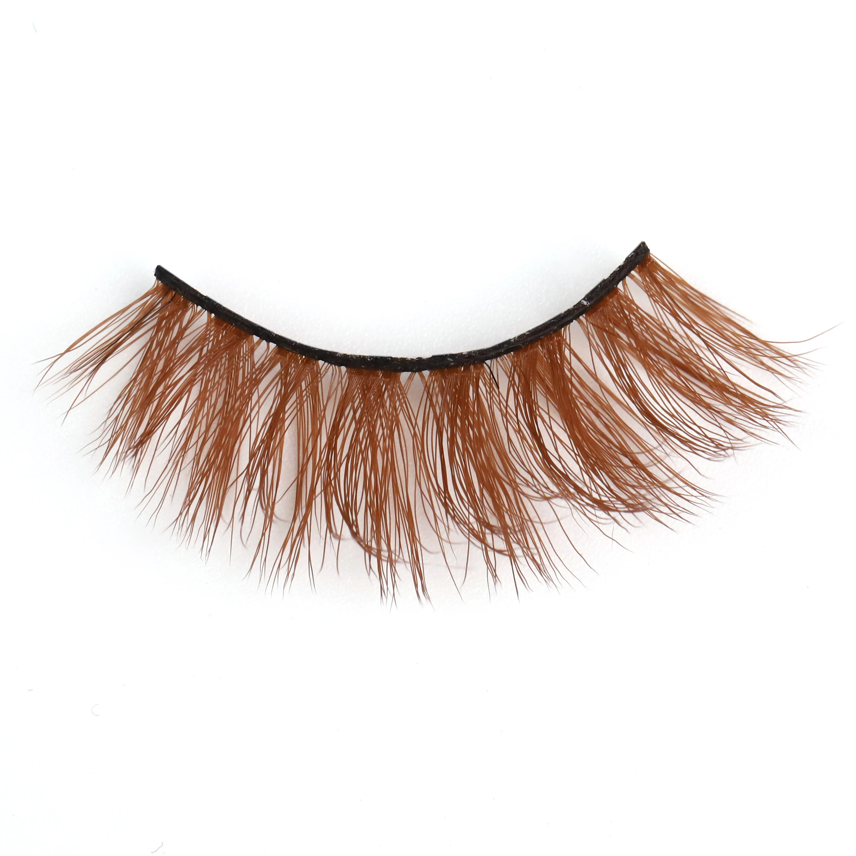 

ZM01 cheap lashes natural fluffy artificial mink light brown 15mm faux mink lashes