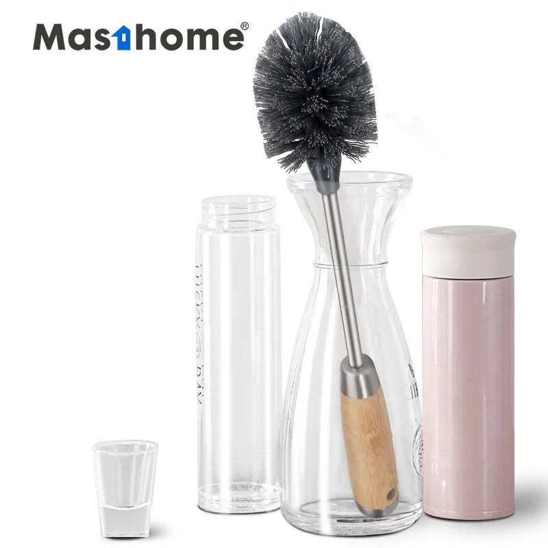 

Masthome Bamboo and stainless steel eco-friendly kitchen cleaning water baby cleaning bottle brush