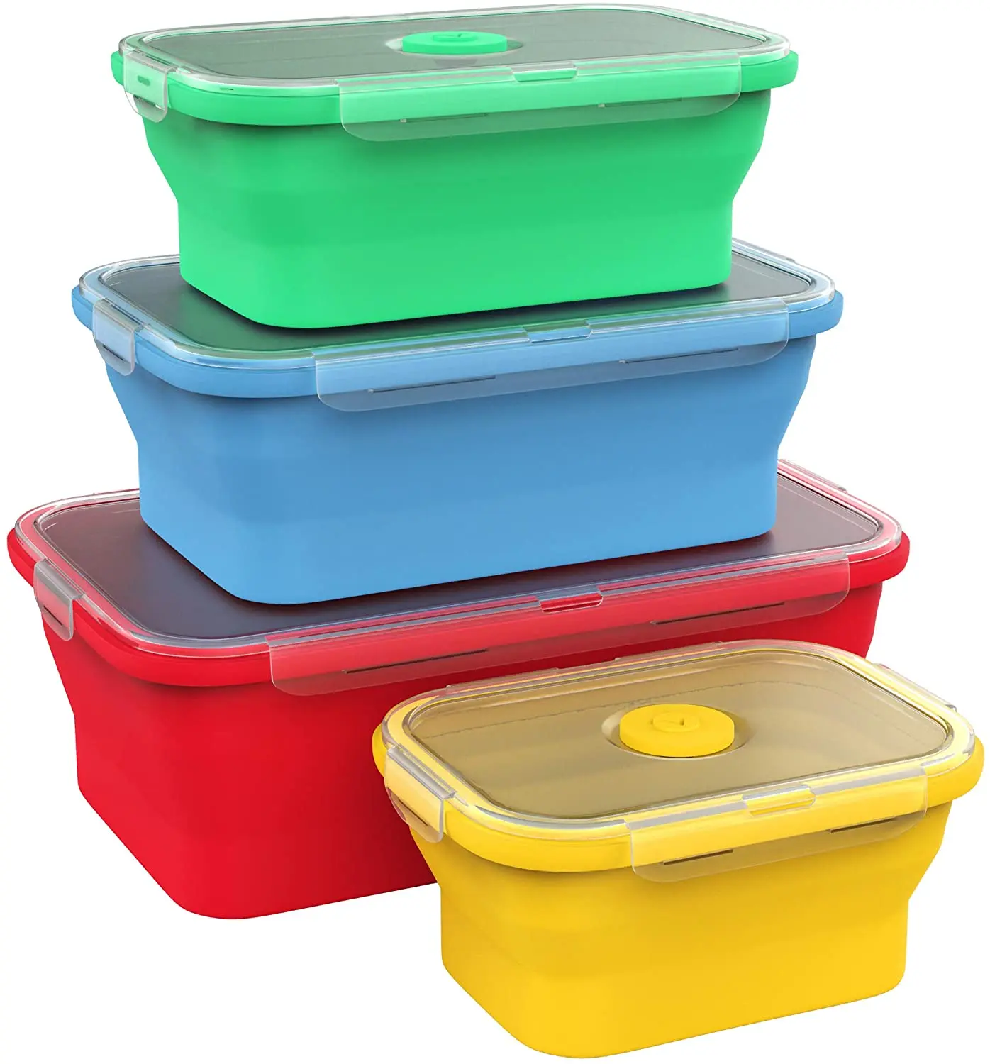 

New Product Airtight Collapsible Food Container Portable Storage Microwave Safe Bento Foldable Silicone Lunch Box, Existing color or oem