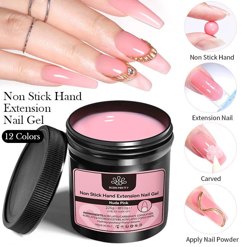 

BORN PRETTY 225g Glitter Solid Building Gel Nail Extension Non Sticky Hand Scupture Hard Carving Gel Modeling Nail Art Gel Nails