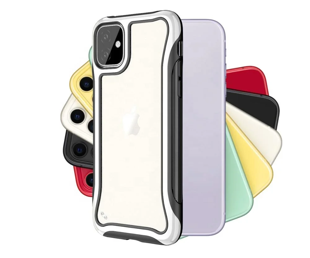 

Shockproof Phone Cases For iphone 11/11pro/11pro max Hybrid TPU + PC Clear Back Cover, Multi-color, can be customized