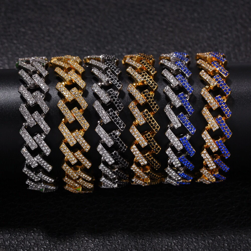 

2021 Hip Hop CZ Miami Cuban Link Chain Bracelet Necklace Diamond Cuban Chain Men