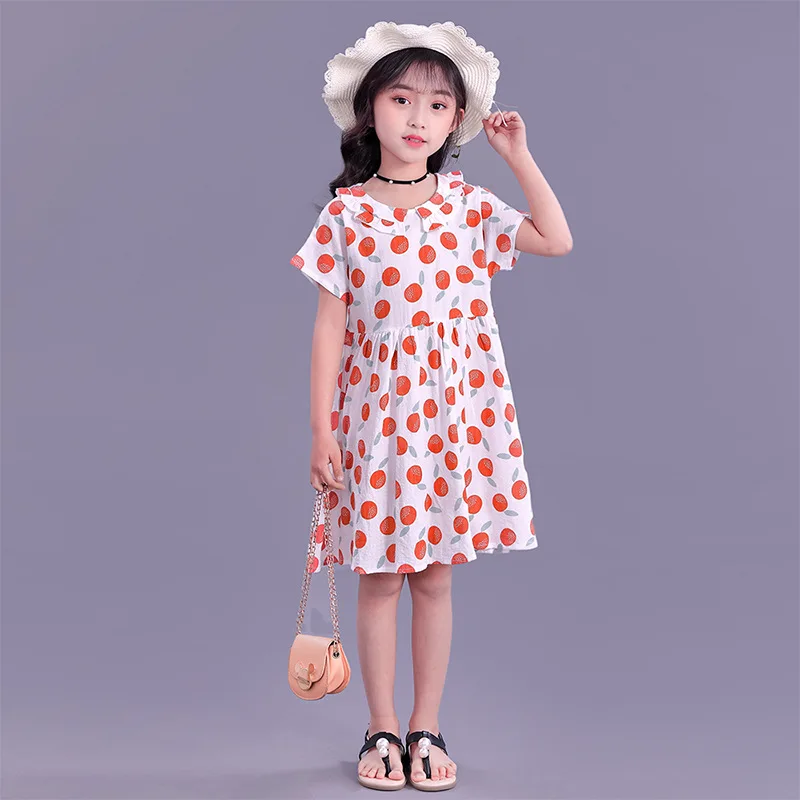 

2021 Boutique girl's dress summer short sleeve solid cotton Girls' clothing high quality baby girls dresses