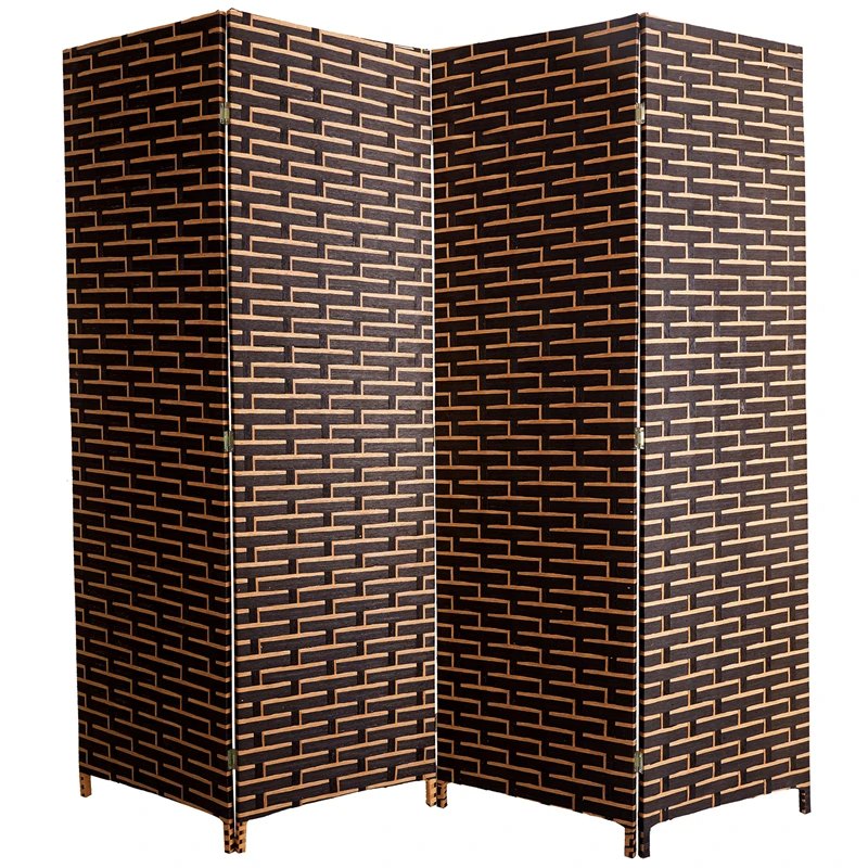 

Good selling and factory cheap fashion design woven fiber folding decorative room divider partition, Black/brown/natural/white etc