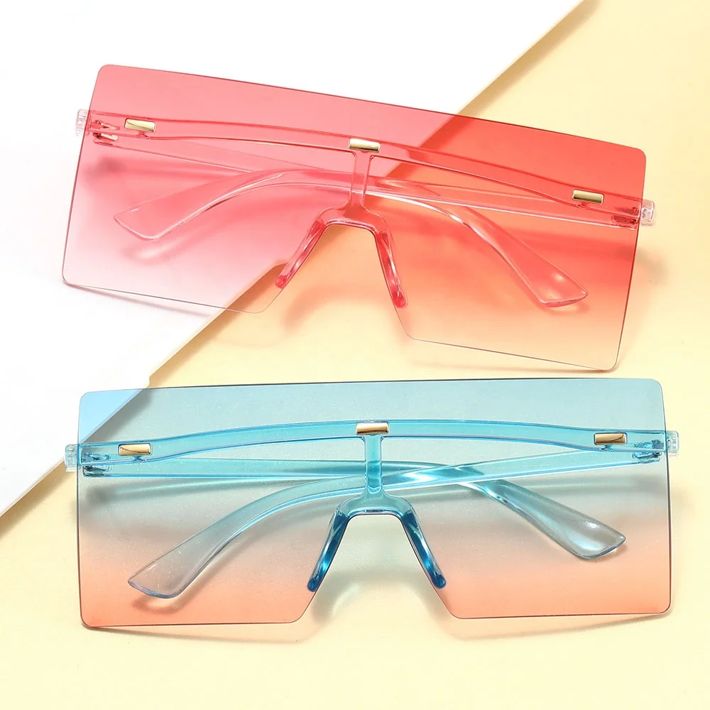 

Newest Fashion Women Square Oversized Sunglasses One Piece Lense Rimless Ladies Sun Glasses, 9 colors