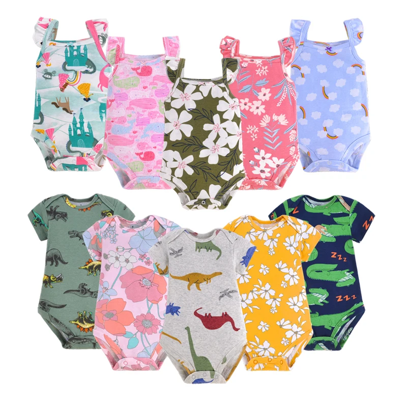 

Growprint High Quality 6-24month baby clothes ribbed cotton Soft baby romper Summer Sleeveless and short sleeve baby bodysuit