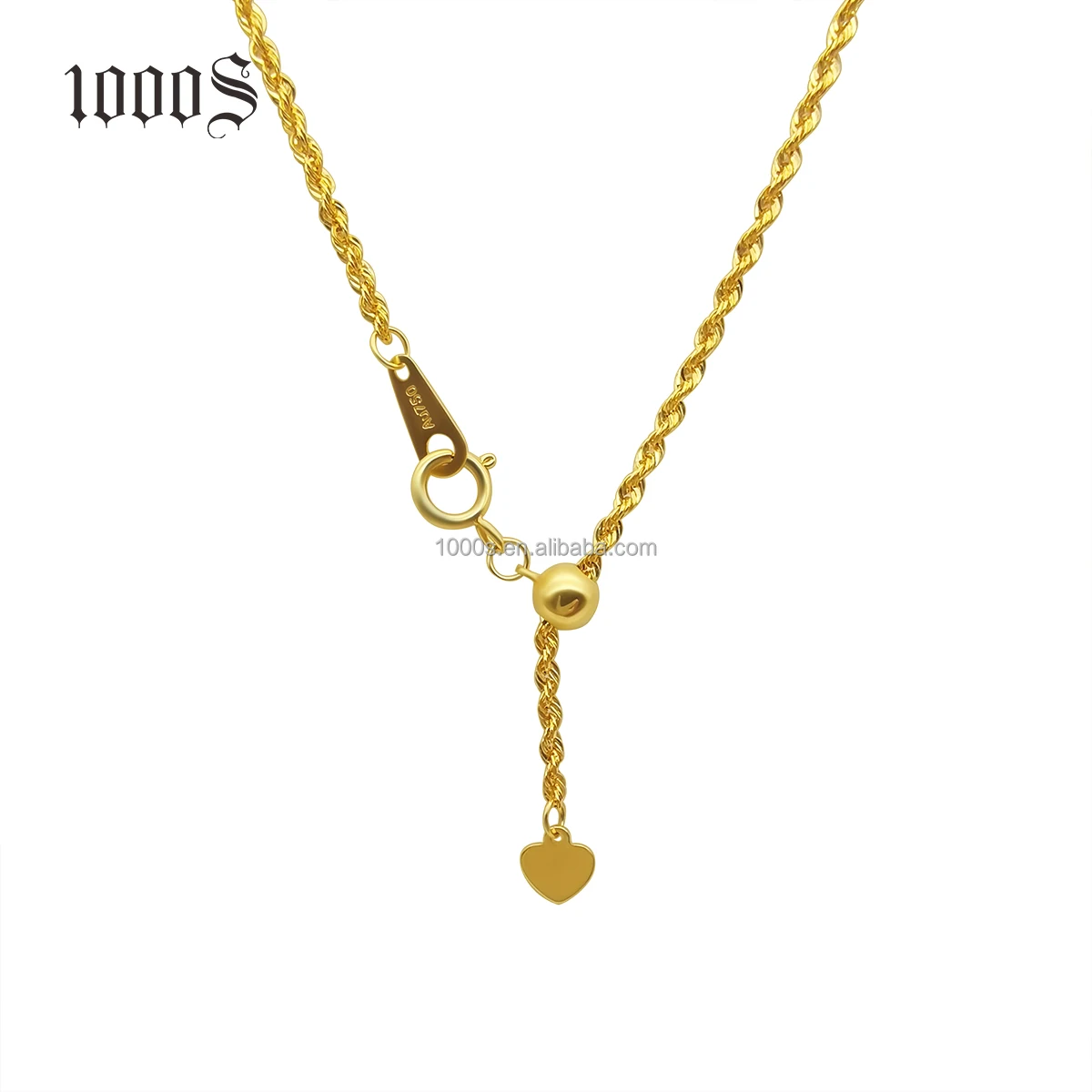 

Hip-Hop design Trendy Wholesale 18K Yellow Gold Rope Chain Necklace Adjustable Chain Jewelry for Woman Man Gift