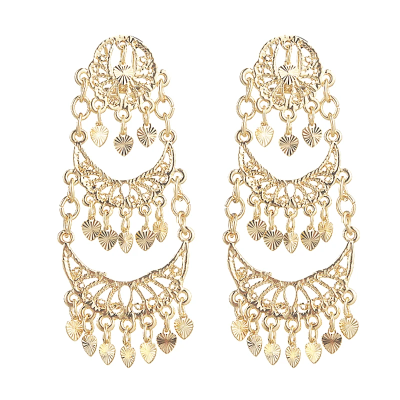 

Luxury gold tassel earrings for women's fashion party jewelry French hooked metal earrings maiden gift