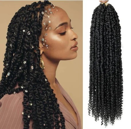 

Pre Looped Passion Twist Crochet Synthetic Hair Long Braids Braiding Hair