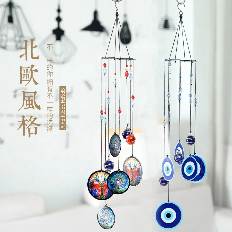 

European and American printed iron sheet wind chimes ornaments home decoration outdoor color feng shui metal wind chimes