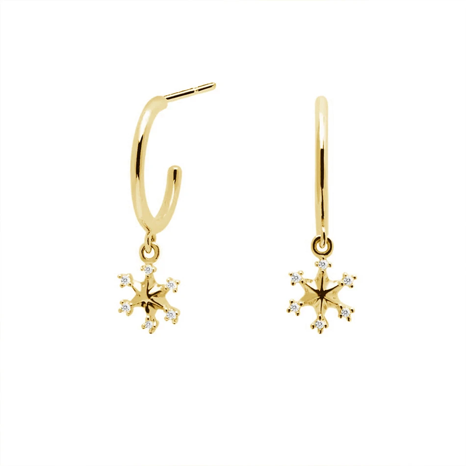 

Minimalist Jewelry Earrings For Women 18K Gold Plated Wholesale Brass Cubic Zircon Snowflake Dangle Earrings