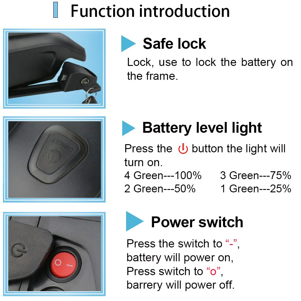 New Design Switch waterproof Downtube Type Case 48V14AH Li-ion Ebike Battery  For 750W/1000W Motor