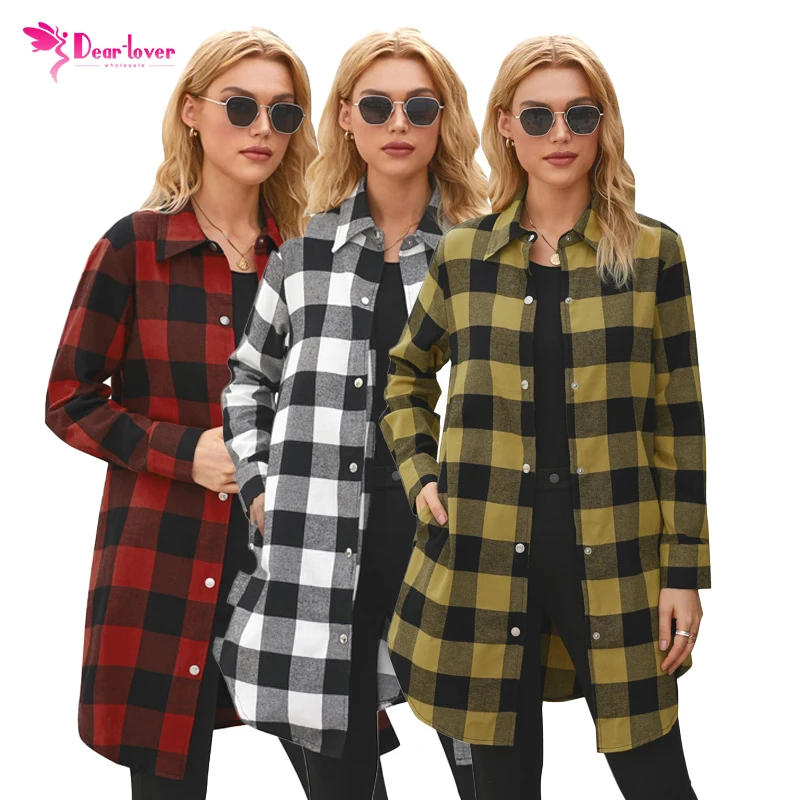 

Winter Women Clothing Ladies Black Turn-down Collar Plaid Shirt Fashion Coat