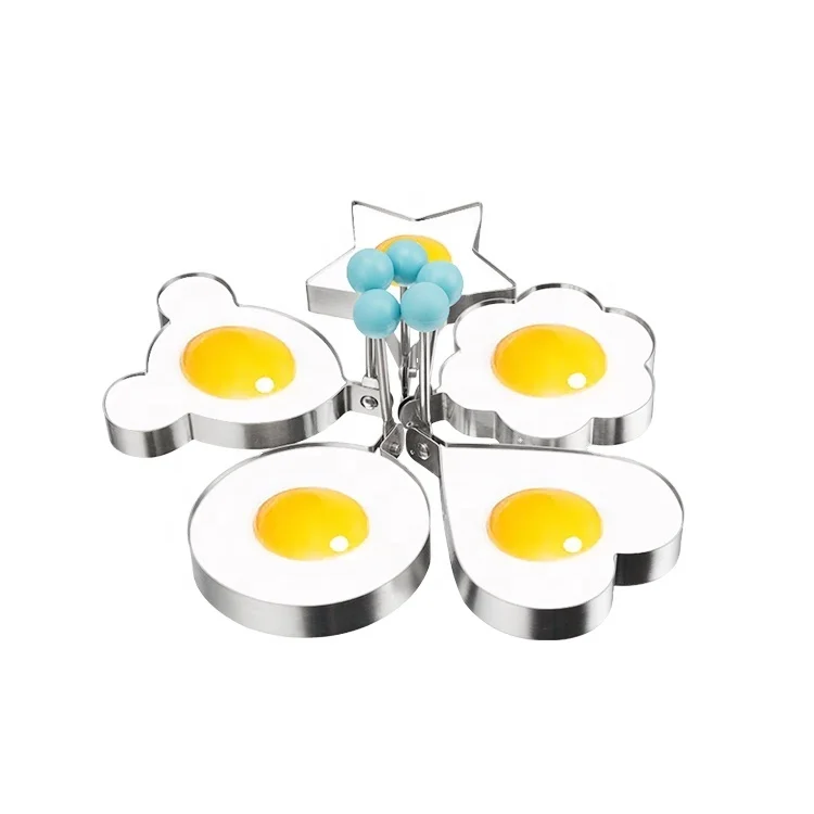 

Kitchen Food Decoration Gadgets 304 Stainless Steel Fried Mold Flower And Heart Shapes Rings Round
