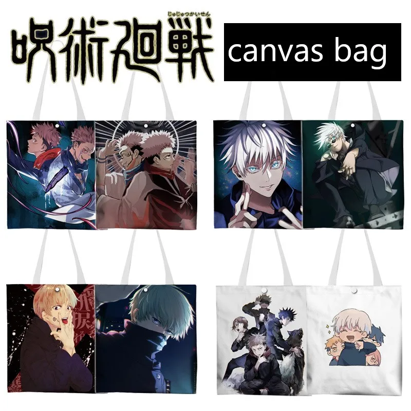 

Cartoon Double Sided Character Student Handbag Jujutsu Kaisen Anime Canvas Bag