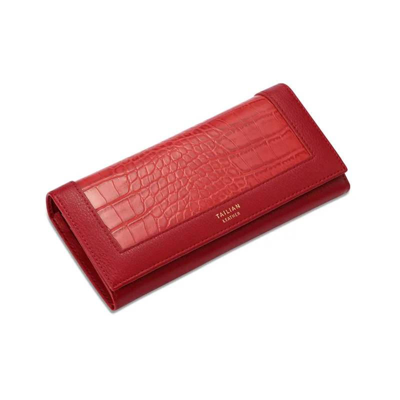 

Drop ship wholesale fashion 100% genuine leather coin purse card holder cellphone pocket long leather wallet for man, 5 color