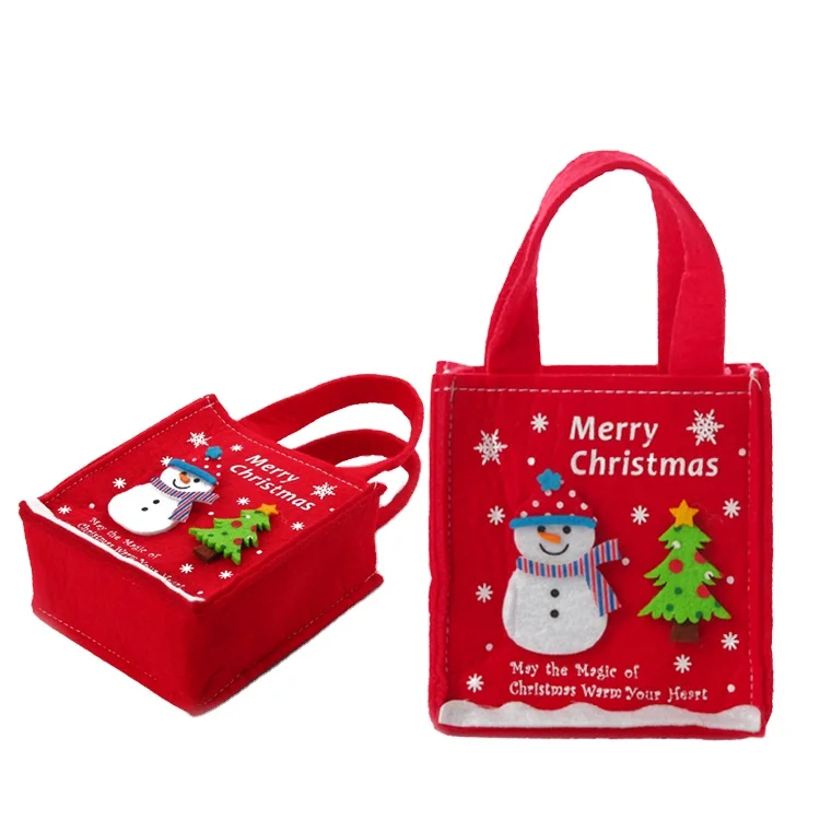 

Wholesale Recycled DIY Christmas Children Gift Felt Shopping Bag, Red