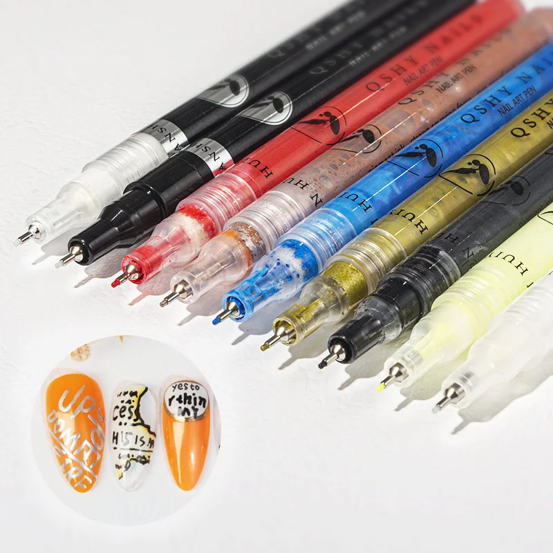 

QS new arrival 12cm oil ink metal effect dotting long lasting plating silver color nail art pen, 83 colors